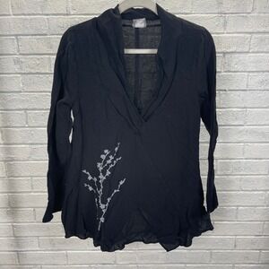 Indigo Artwear Black‎ Tunic Top Womens M Lagenlook Artsy Minimalist Whimsigoth